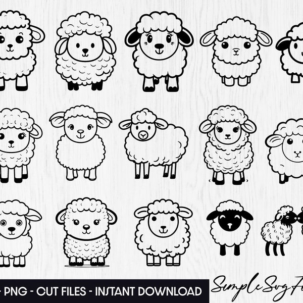 Sheep svg bundle png, farm animal lamb vector sheep shirt cut files for cricut and silhouette