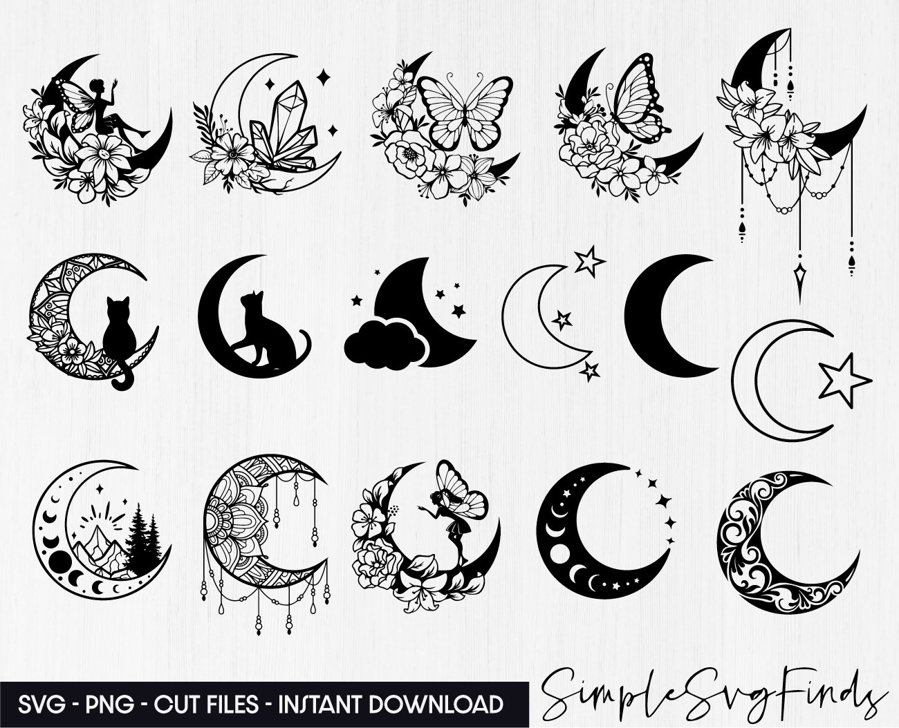 Moon Svg Night Png - Half Moon Vector, Transparent Png - vhv