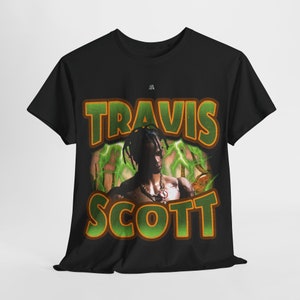 Camiseta vintage de Travis Scott con estampado gráfico, estilo hip hop de los 90. imagen 3