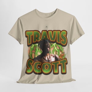 Camiseta vintage de Travis Scott con estampado gráfico, estilo hip hop de los 90. imagen 2