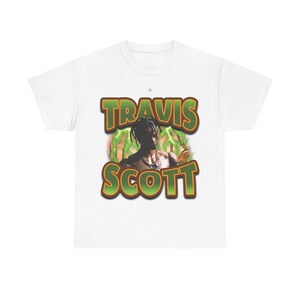 Camiseta vintage de Travis Scott con estampado gráfico, estilo hip hop de los 90. imagen 5