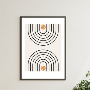Pickleball Rainbow Ball Wall Art Poster Print, Mid-Century Modern, Pickleball Wall Art Print