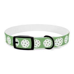 Pickleball Dog Collar, Pickleball Dog Collar White and Rose Gold Size Small, Green Collar