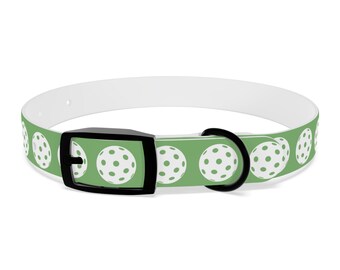 Pickleball hondenhalsband, Pickleball hondenhalsband wit en roségoud maat klein, groene halsband