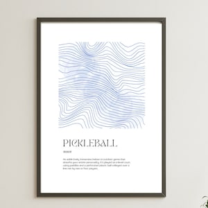 Pickleball Definition Poster Druck, Pickleball Wand Kunst Poster, Mid Century Modern Wand Kunst Print Set, Blau und Weiß