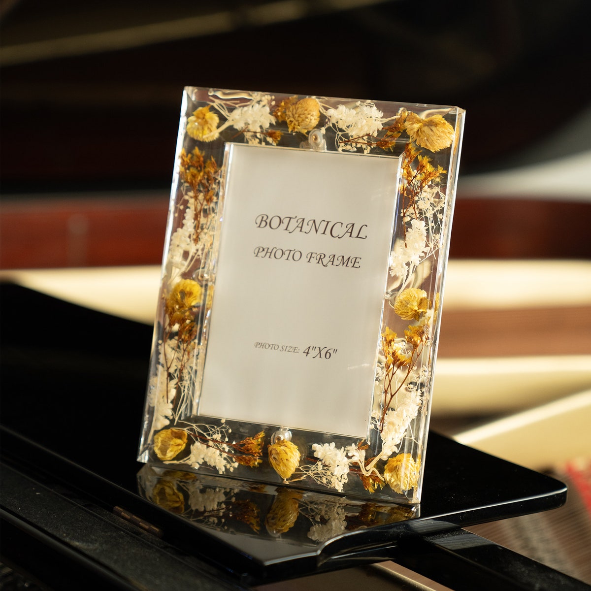 Dried Flower Photo Frame 4 x 6 - Yellow