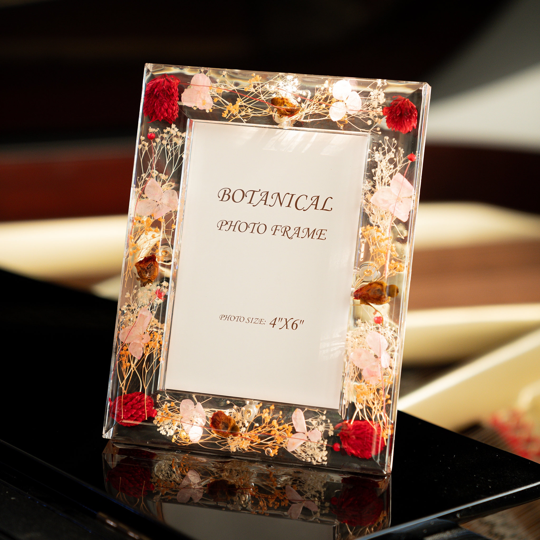 Resin Pressed Botanical Dried Flower Photo Frame - Perfect Gift for HER | Housewarming Gift | Wedding Gift | Bridesmaids Gift | 4x6 5x7