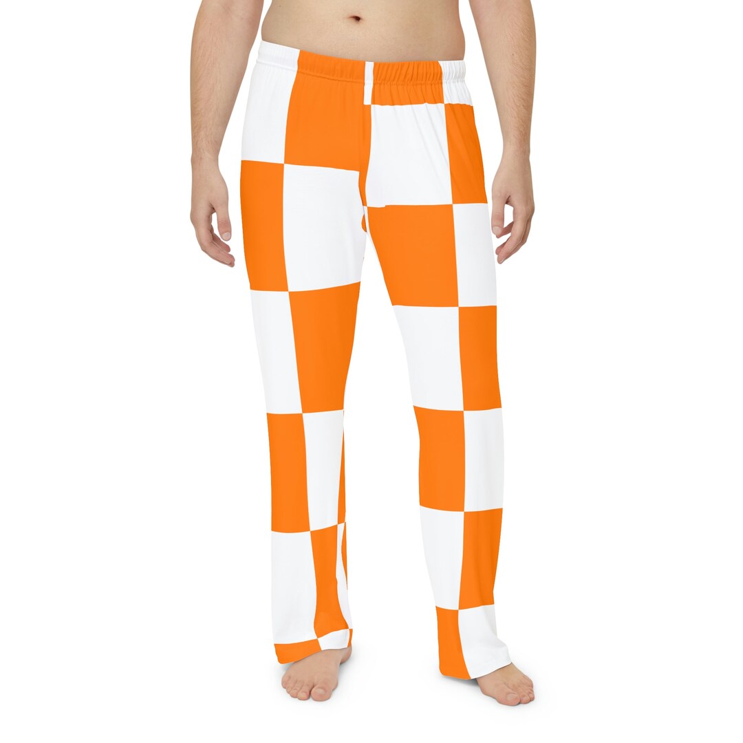 Orange & White Checkerboard Men's Pajama Pants - Etsy