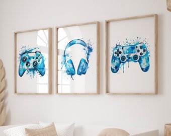 Gaming Prints: Watercolor Controller & Headset Art (Digital Download)