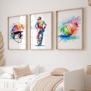 Personalized Cricket Prints, Cricket Wall Art, Boys Cricket Posters, Custom Name Cricket Jersey, Gift for Boy, Kids Room Decor, Cricket Gift