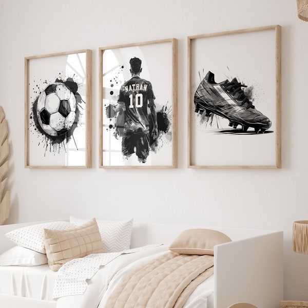 Personalised Football Wall Art Prints, Football Poster, Boys Bedroom Decor, Custom Name Football Shirt, Football Prints, Football Gifts Son