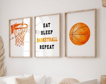 Akvarell baskettryck: Pojkars sovrumsdekor (digital nedladdning)