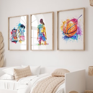 Arte de parede personalizada de basquete, pôster de basquete, impressões de basquete, nome personalizado de jogador de basquete, presente para meninas, impressões para quarto de meninas
