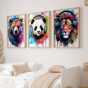 Gaming Prints, Gaming Posters, Gaming Wall Art Set of 3, Graffiti Wall Art, Gamer Digital Prints, Boys Bedroom Decor, Gaming Room Decor