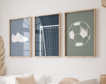Set of 3 Football Wall Art Prints, Football Poster, Boys Bedroom Decor, Teen Room Print, Soccer Wall Art, Soccer Prints, Gift for Boys