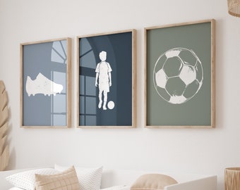 Soccer Wall Art Prints: Boys Bedroom Football Decor (Digital Download)