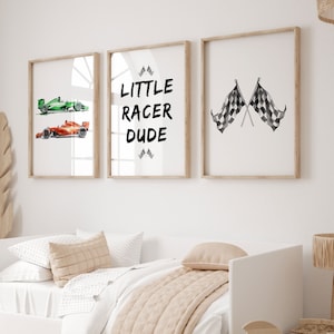 Printable Racing Car Nursery Prints, Boy Bedroom Wall Art, Race Car Wall Art, Race Car Poster, Boys Room Decor, Car Poster, Digital Download