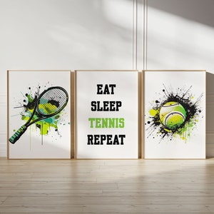 Tennis Wall Art Prints, Tennis Wall Decor, Boys Bedroom Decor, Kids Bedroom Tennis Decor, Tennis Art Prints, Tennis Prints, Digital Download