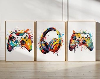Colorful Gaming Wall Art Prints: Gamer Room Decor (Digital Download)