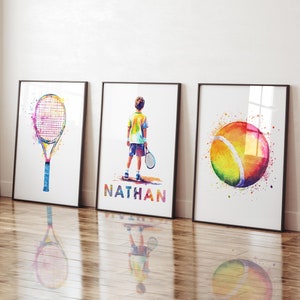 Personalisierter Tennis Wandkunst, Jungen Tennis Poster, Tennis Drucke, Benutzerdefinierter Name Tennisspieler, Tennis Geschenk für Jungen, Jungen Schlafzimmer Drucke