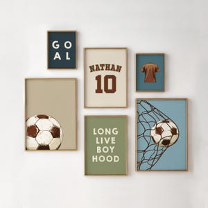 Soccer Prints, Set of 6 Soccer Wall Art for Boys, Vintage Soccer Nursery Decor, Sports Nursery Art, Nursery Gallery Set, Football Gift Boys