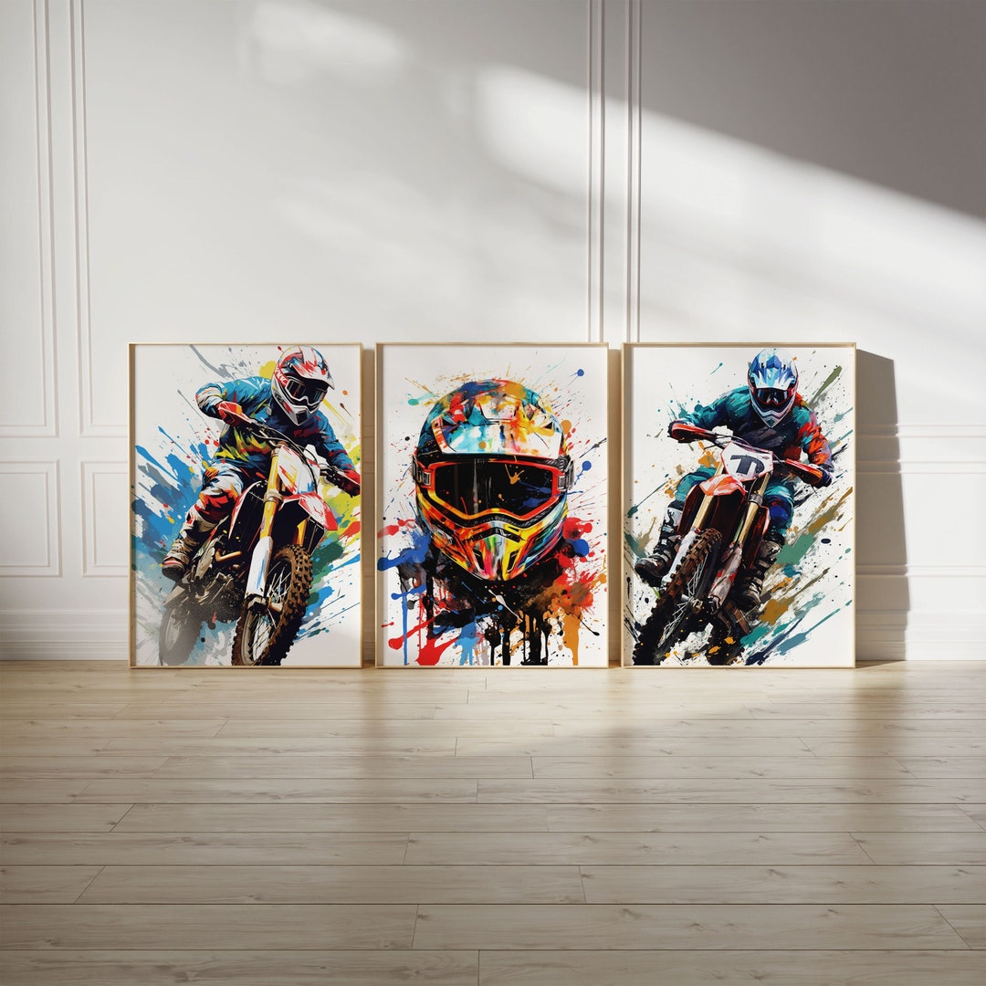 Motocross Prints, Watercolor Dirt Bike Prints, Motorcycle Print