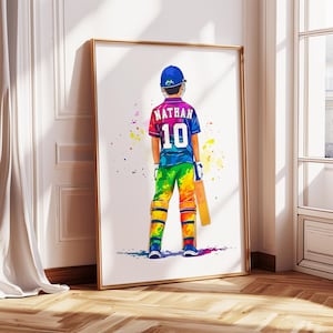 Personalized Cricket Wall Art Print, Personalized Cricket Print, Boys Room Decor, Cricket Player, Cricket Gift, Cricket Poster, Gift for Boy