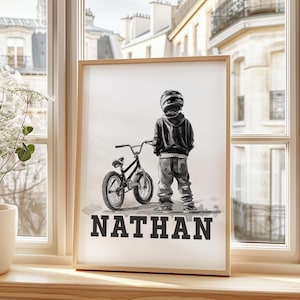 Personalized BMX Poster for Boys, Custom Bike Print, Boys Bedroom Decor, Bike PWall Art, BMX Decor, Printable Wall Art, Biker Git for Boys