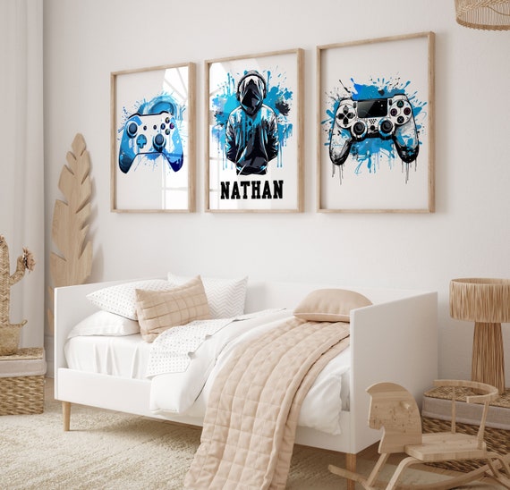 Personalized Gaming Prints, Set of 3 Gaming Decor, Gaming Wall Art, Teen Room Prints, Boys Bedroom Decor, Games Room Decor, Video Game Print