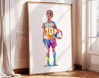 Personalized Girls Soccer Print: Custom Jersey, Soccer Wall Art (Digital Download)