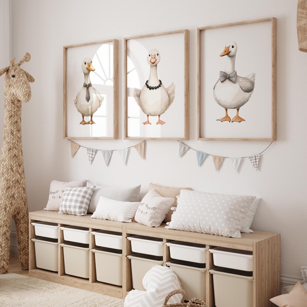 Silly Goose Prints Set: Retro Nursery Wall Art (digital Download) - Etsy