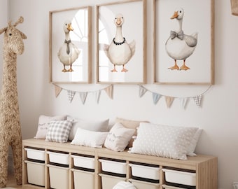 Silly Goose Prints Set: Retro Nursery Wall Art (Digital Download)