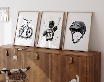Personalized BMX Poster Set: Boys Room Decor (Digital Download)