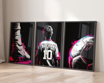 Soccer Prints, Personalized Soccer Posters for Boys Bedroom Soccer Decor, Custom Name Soccer Art, Boys Sports Room Decor, Football Posters