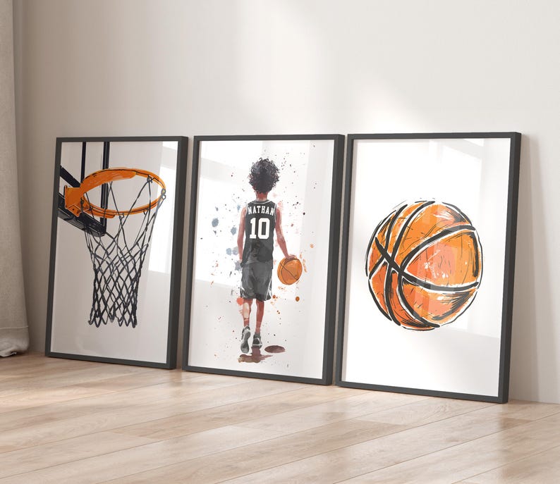 Personliga basketkonsttryck: Pojkrumstryck (digital nedladdning) bild 3