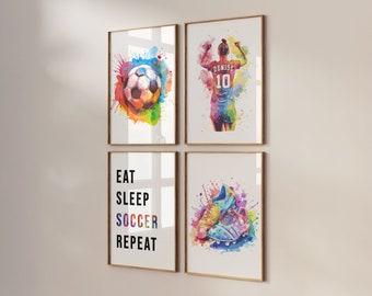 Personalized Soccer Wall Art Prints: Girls Bedroom Decor (Digital Download)