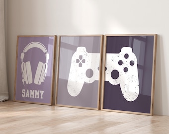 Girls Gaming Prints: Personalized Gamer Room Decor (Set of 3) (Digital Download)