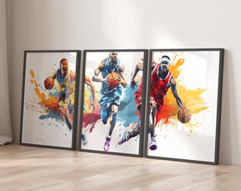Basketbollsväggkonsttryck: Posters för pojkars sovrum (digital nedladdning)