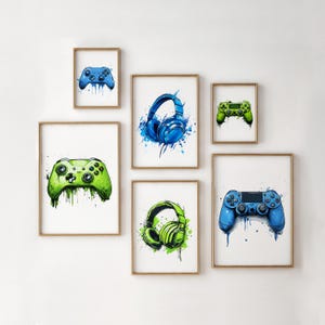 Set of 6 Gaming Prints, Gaming Decor, Gamer Wall Art, Boys Wall Decor, Games Room Posters, Boys Bedroom Decor, Gift for Boys, Digital Prints