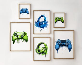 Set de impresiones de videojuegos: Decoración de habitación gamer, arte mural para niños (impresiones digitales)