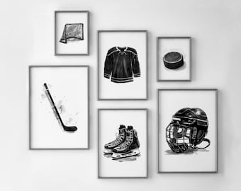 Hockey Posters for Boys Room: Sports Wall Art Prints (Set of 6, Digital Download)
