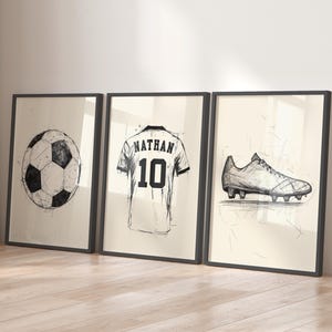 Blueprint Soccer Wall Art Prints, Personalized Soccer Prints, Custom Name & Number, Soccer Gift for Boys Room, Soccer Art, Soccer Poster