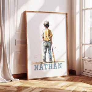 Printable Baseball Wall Art Print, Personalized Baseball Print, Boys Bedroom Baseball Poster, Boys Room Decor, Kids Baseball Gift for Kids