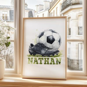 Cartaz de futebol personalizado para meninos Presente de futebol para decoração de quarto de meninos, Arte de parede de futebol, Impressão de futebol, Arte de futebol com nome personalizado, Download digital