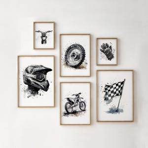 Set of 6 Motocross Prints, Motocross Gift for Boys Bedroom, Printable Boys Wall Art, Dirt Bike Posters, Motorbike Art, Motorcycle Decor