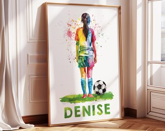 Personalized Girls Soccer Print: Watercolor Jersey Name Art (Digital Download)
