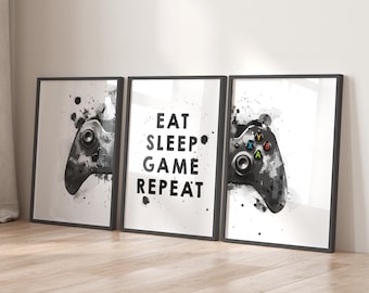Gaming Controller Art Prints: Set of 3, Boys Room Decor (Digital Download)