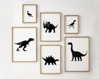Dinosaur Nursery Prints: Ash Black Boys Room Decor (Digital Download)