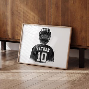 Personalized Hockey Wall Art for Boys Bedroom Decor, Hockey Art, Landscape Hockey Poster, Hockey Gift for Boys Room, Custom Hockey Decor