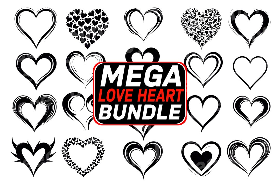 Love Heart SVG Bundle, Heart Doodle SVG, Heart Svg Cut Files for Cricut ...